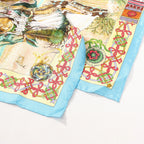 Hermès Carré 90 "Les Cheyennes" Silk handkerchief in Beige x Blue