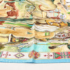 Hermès Carré 90 "Les Cheyennes" Silk handkerchief in Beige x Blue