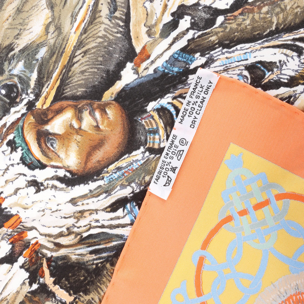 Hermès Carré 90 "Les Cheyennes" Silk handkerchief in Orange
