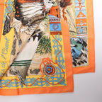 Hermès Carré 90 "Les Cheyennes" Silk handkerchief in Orange