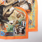 Hermès Carré 90 "Les Cheyennes" Silk handkerchief in Orange