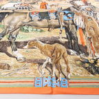 Hermès Carré 90 "Les Cheyennes" Silk handkerchief in Orange