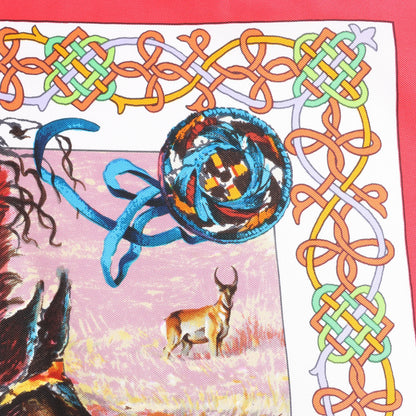 Hermès Carré 90 "Les Cheyennes" Silk handkerchief in Red