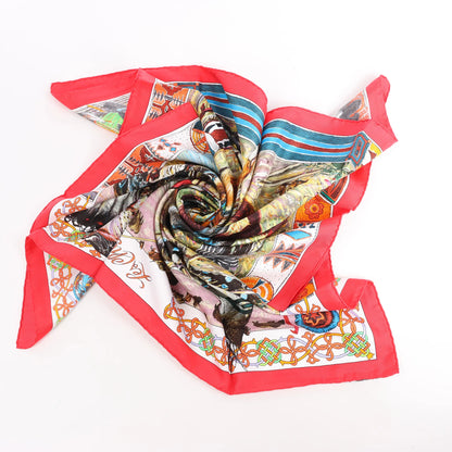 Hermès Carré 90 "Les Cheyennes" Silk handkerchief in Red