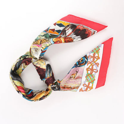 Hermès Carré 90 "Les Cheyennes" Silk handkerchief in Red