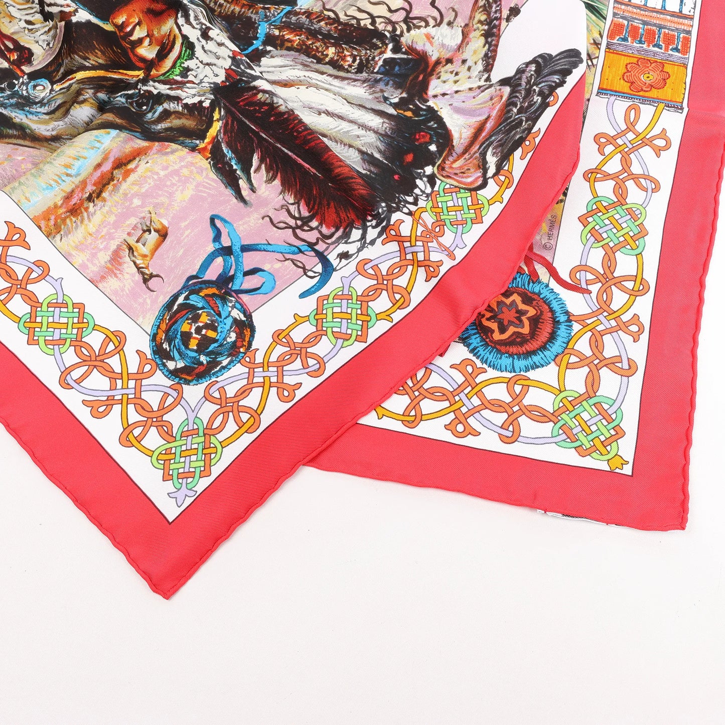 Hermès Carré 90 "Les Cheyennes" Silk handkerchief in Red