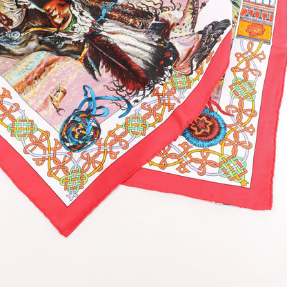 Hermès Carré 90 "Les Cheyennes" Silk handkerchief in Red