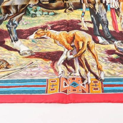 Hermès Carré 90 "Les Cheyennes" Silk handkerchief in Red