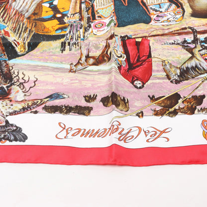 Hermès Carré 90 "Les Cheyennes" Silk handkerchief in Red