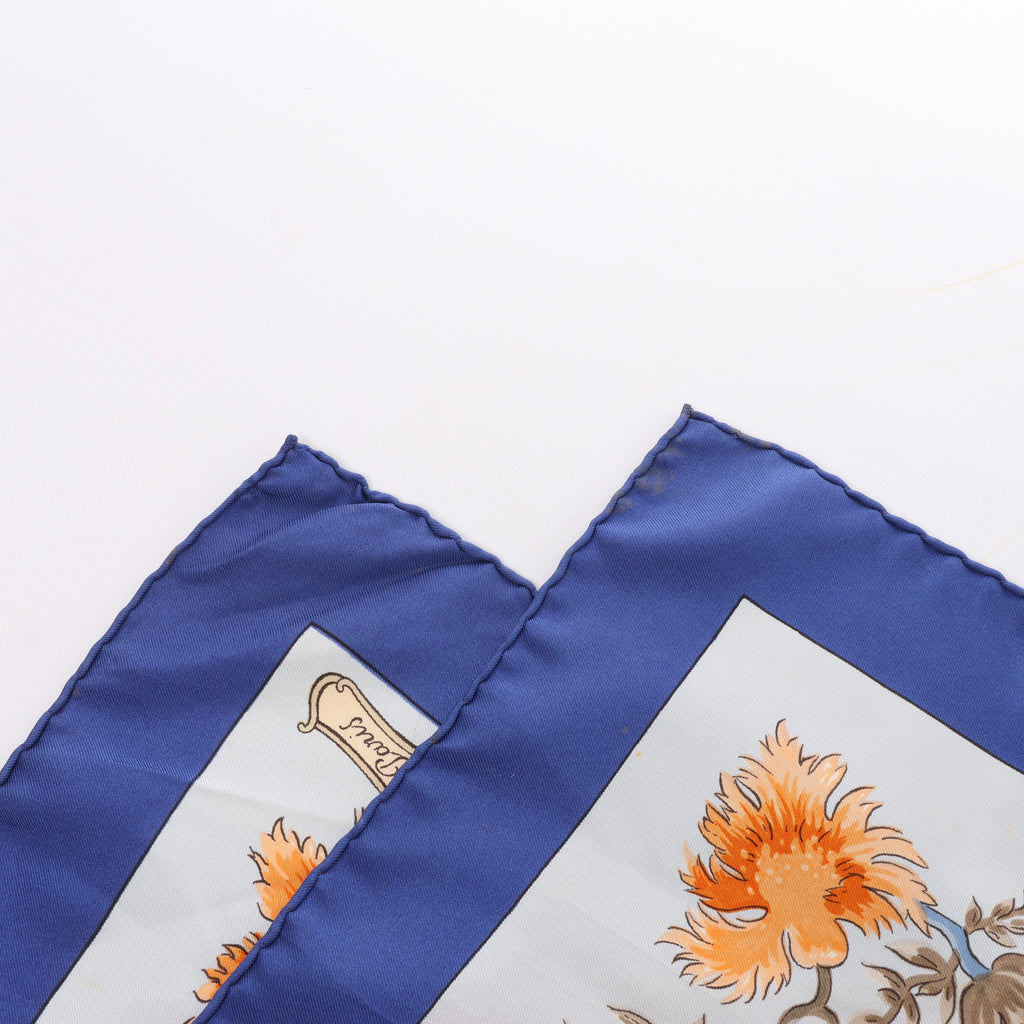 Hermès Carré 90 "Les Jardiniers du Roy" Silk handkerchief in Blue