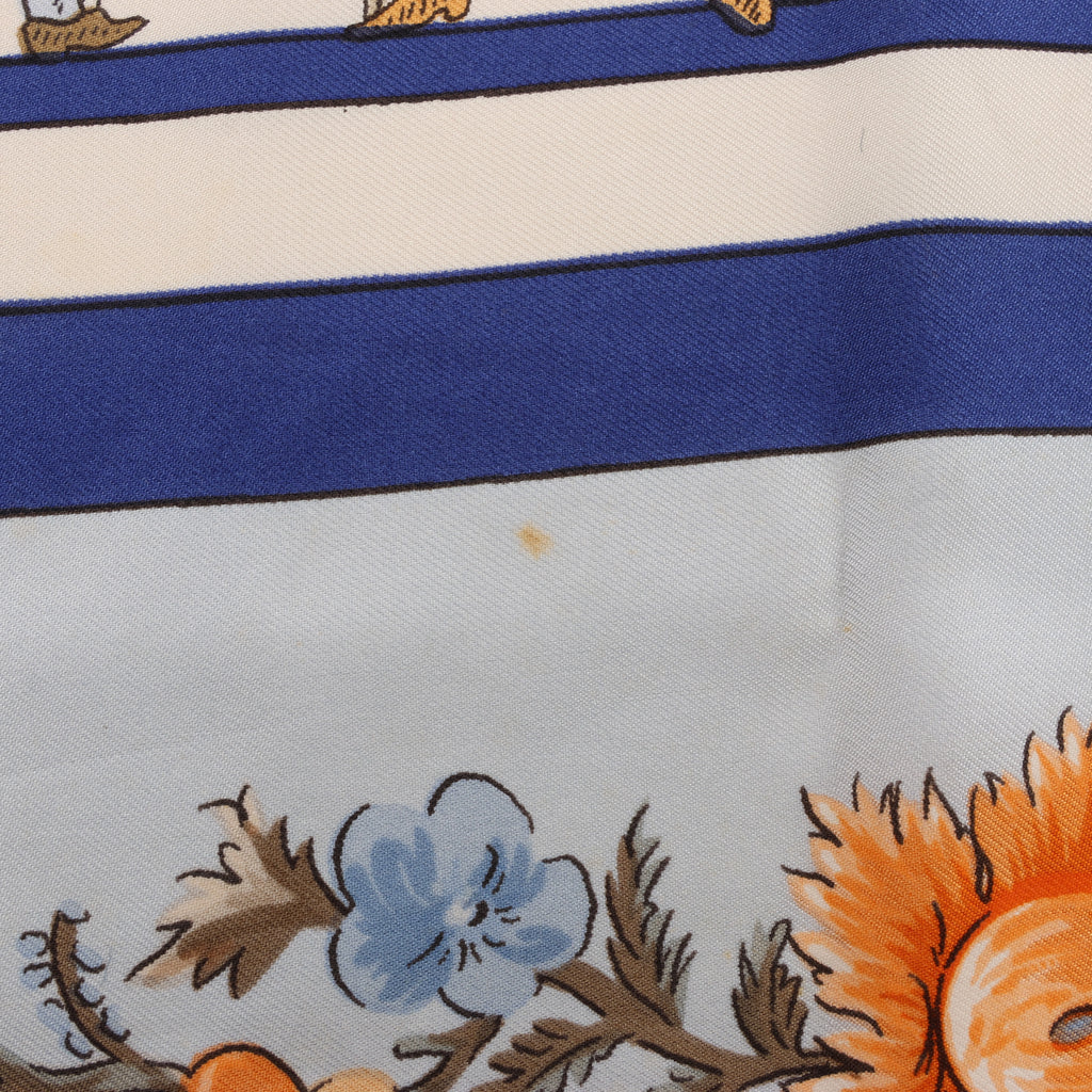 Hermès Carré 90 "Les Jardiniers du Roy" Silk handkerchief in Blue