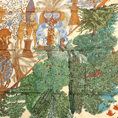 Hermès Carré 90 "Les Legendes de L'Arbre" Silk handkerchief in Beige