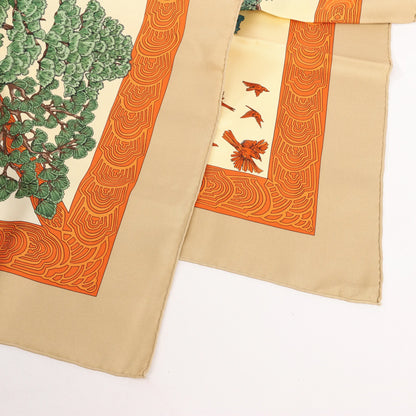 Hermès Carré 90 "Les Legendes de L'Arbre" Silk handkerchief in Beige
