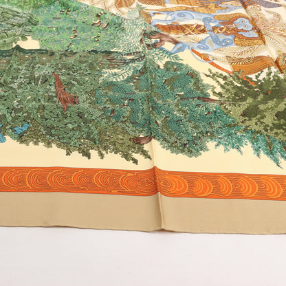 Hermès Carré 90 "Les Legendes de L'Arbre" Silk handkerchief in Beige