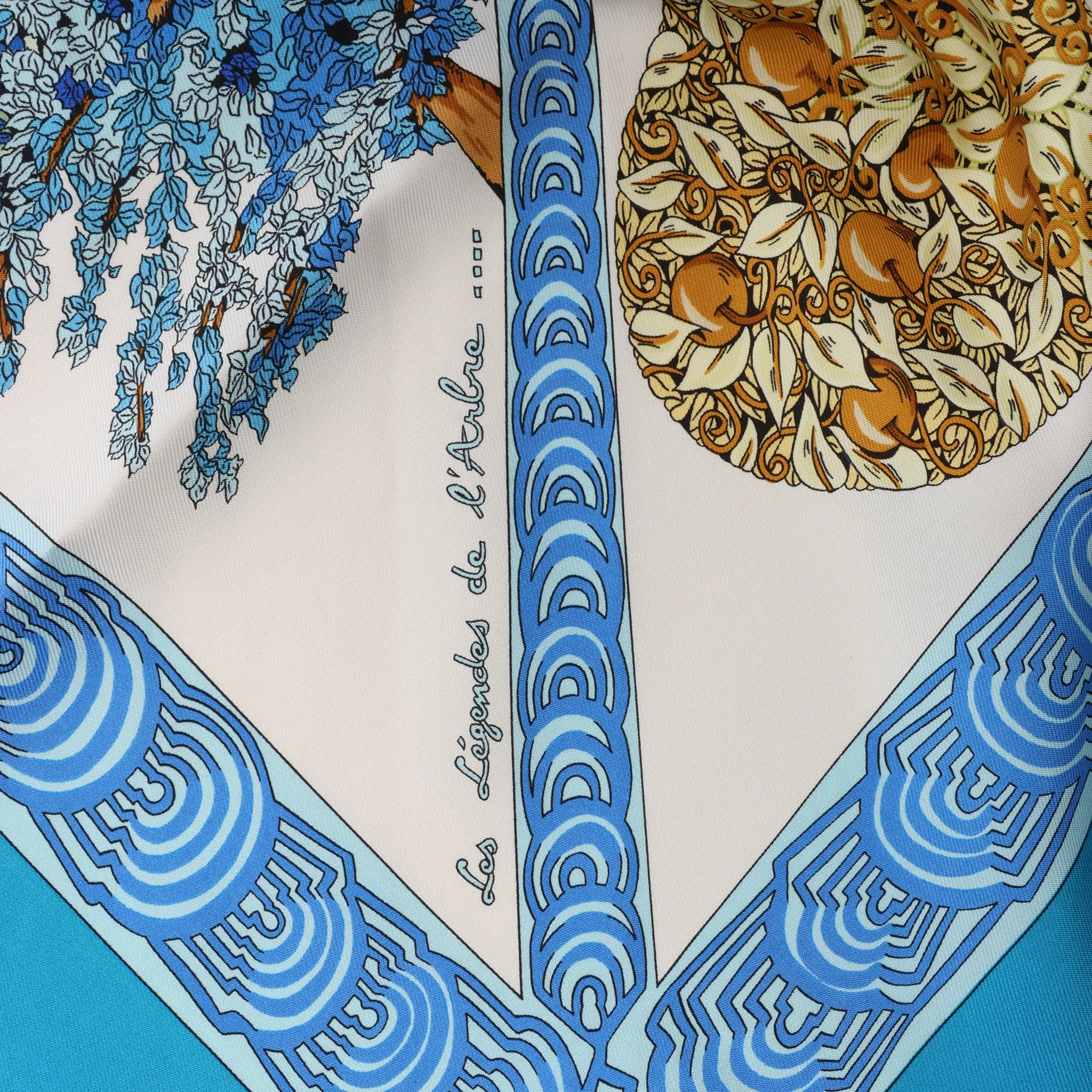 Hermès Carré 90 "Les Legendes de L'Arbre" Silk handkerchief in Blue
