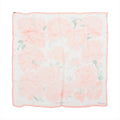 Hermès Carré 90 ivory silk scarf with large soft pink peony flowers, pale green leaves and a narrow pink border.