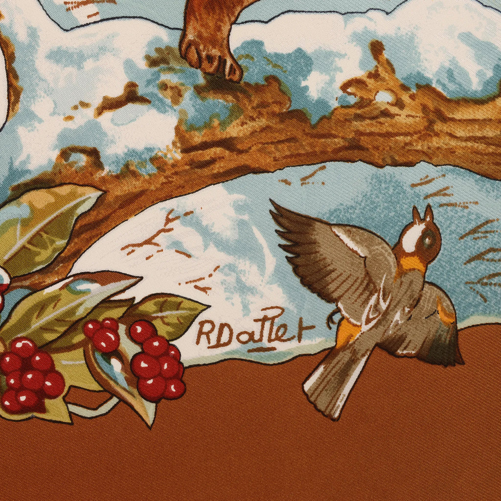 Hermès Carré 90 "Les Quatre Saisons" Silk handkerchief in Brown