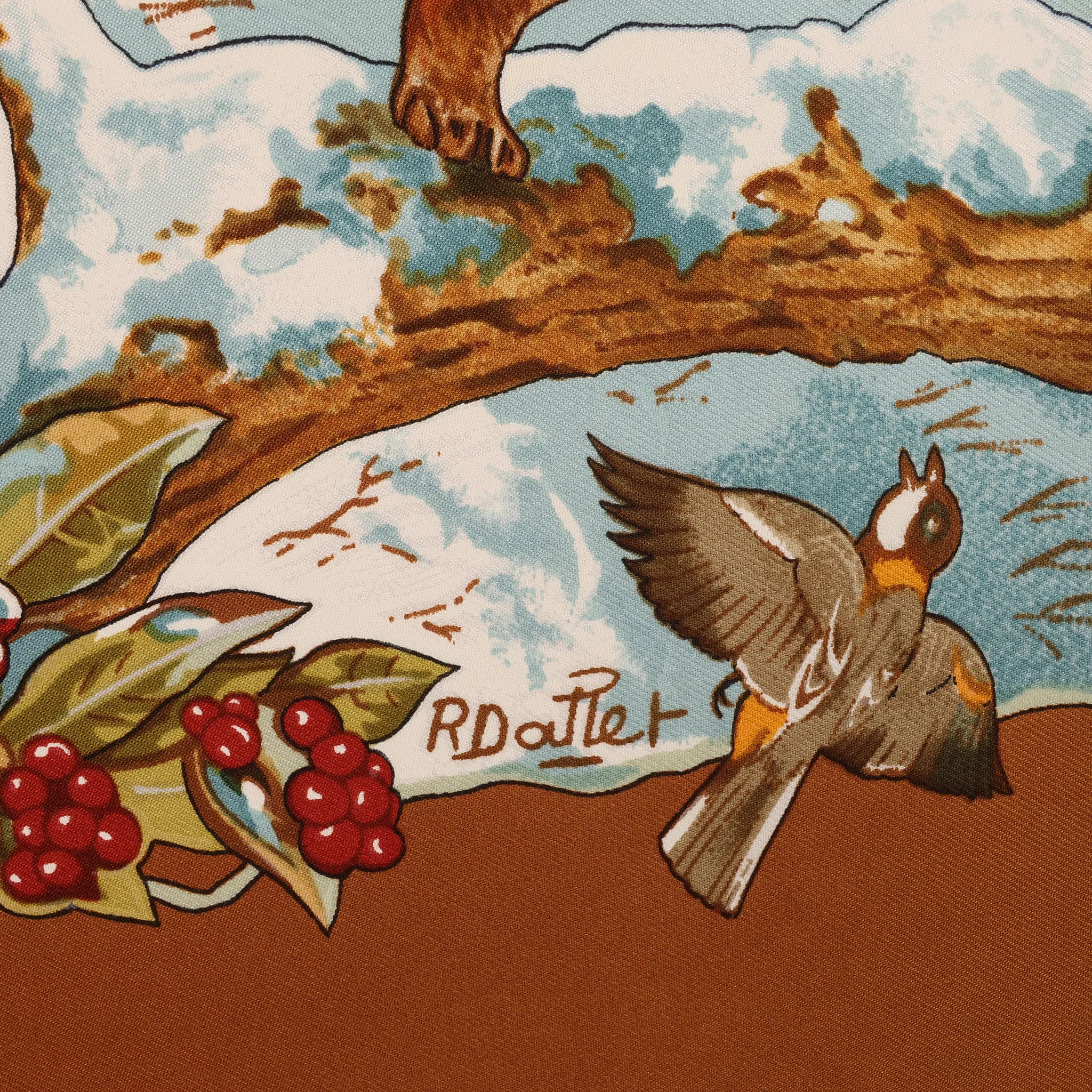 Hermès Carré 90 "Les Quatre Saisons" Silk handkerchief in Brown
