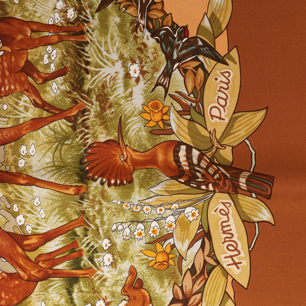 Hermès Carré 90 "Les Quatre Saisons" Silk handkerchief in Brown