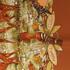 Hermès Carré 90 "Les Quatre Saisons" Silk handkerchief in Brown