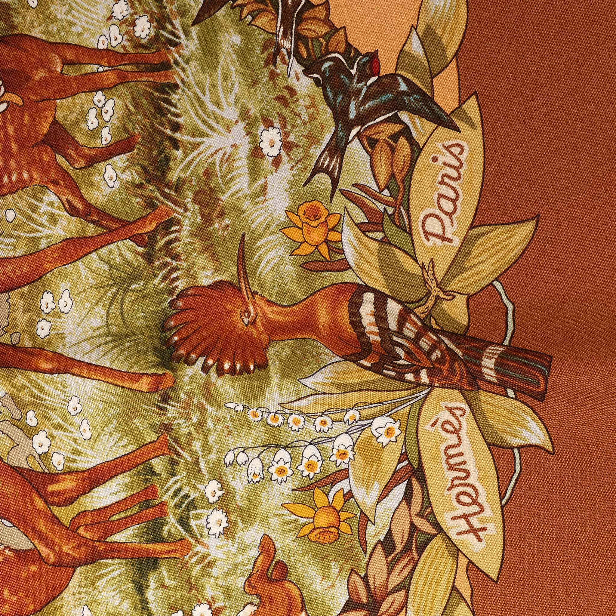 Hermès Carré 90 "Les Quatre Saisons" Silk handkerchief in Brown