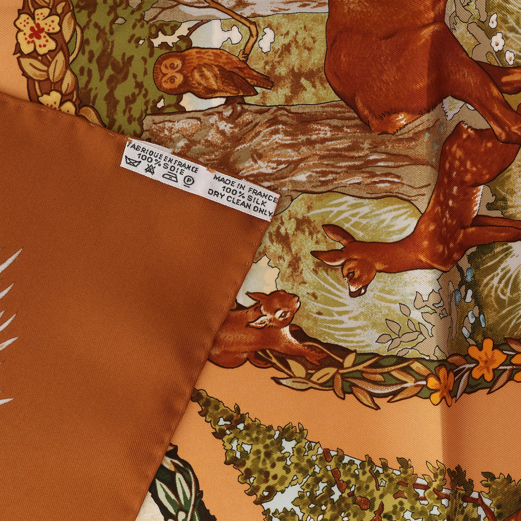Hermès Carré 90 "Les Quatre Saisons" Silk handkerchief in Brown