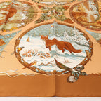 Hermès Carré 90 "Les Quatre Saisons" Silk handkerchief in Brown