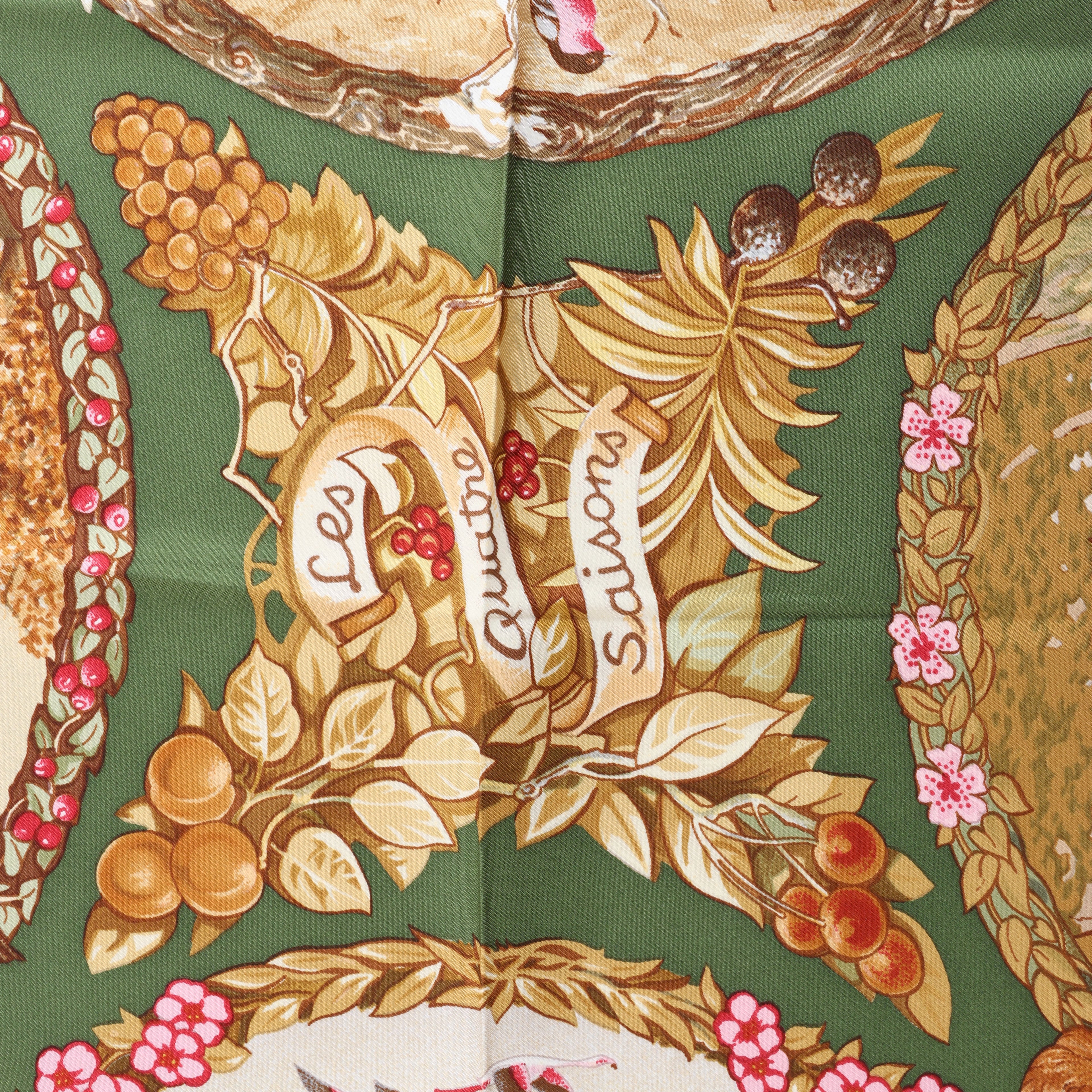 Hermès Carré 90 "Les Quatre Saisons" Silk handkerchief in Green