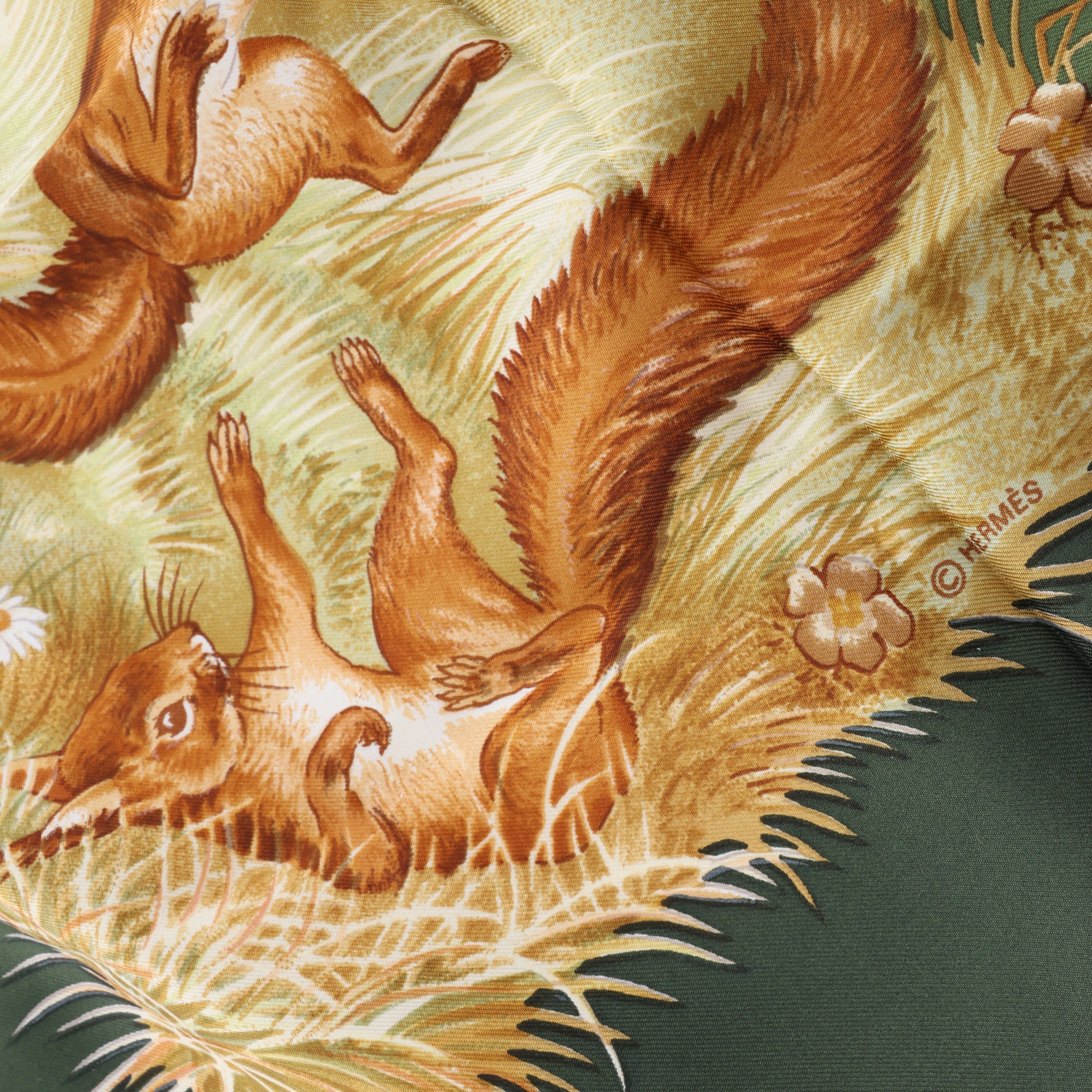 Hermès Carré 90 "Les Quatre Saisons" Silk handkerchief in Green