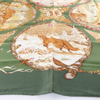 Hermès Carré 90 "Les Quatre Saisons" Silk handkerchief in Green