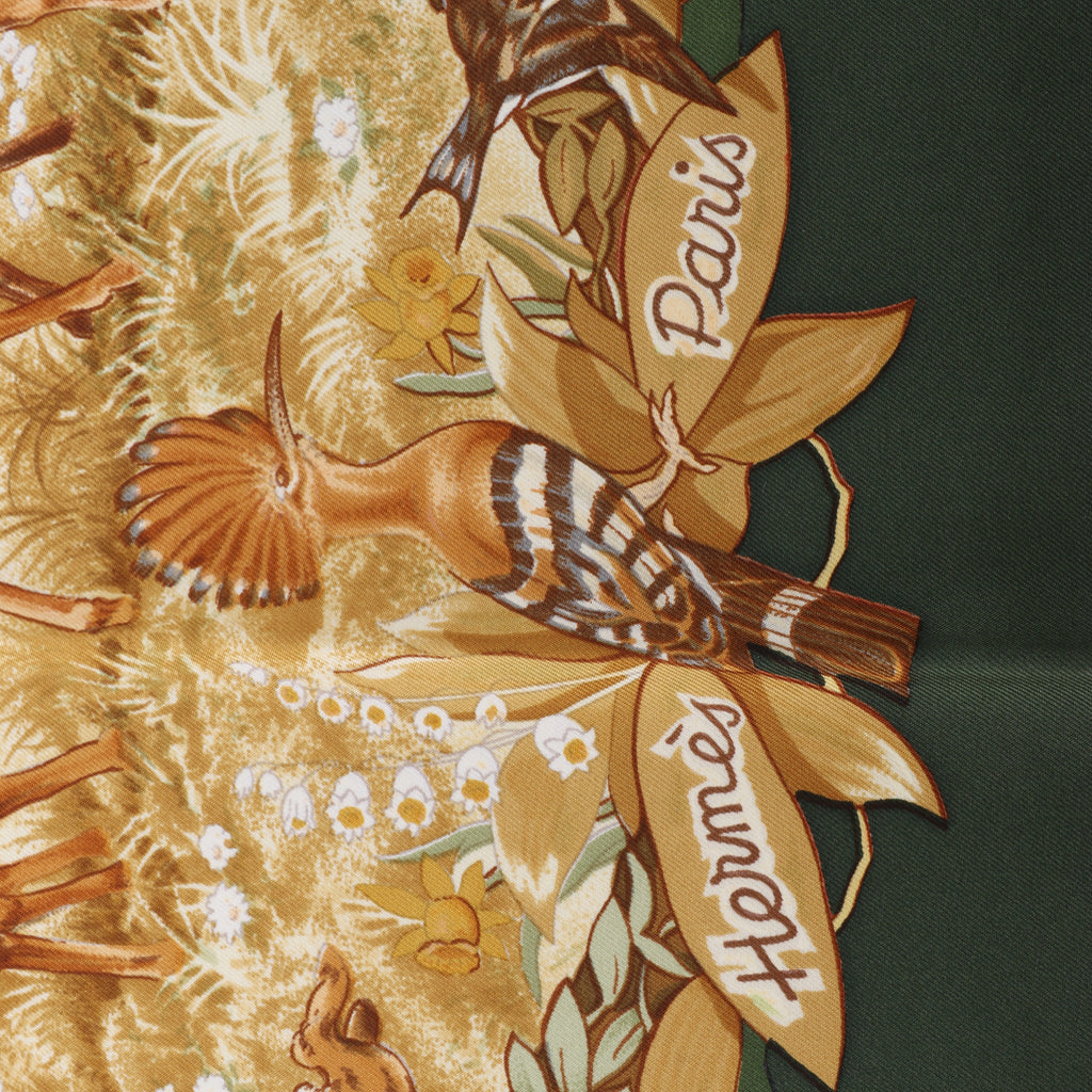 Hermès Carré 90 "Les Quatre Saisons" Silk handkerchief in Green