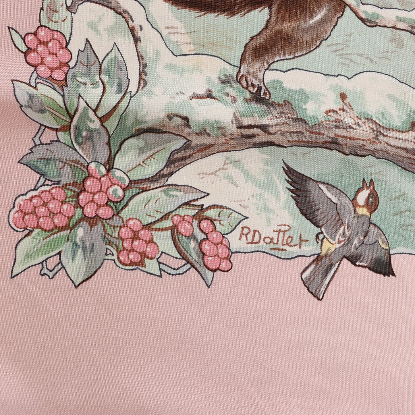 Hermès Carré 90 "Les Quatre Saisons" Silk handkerchief in Pink