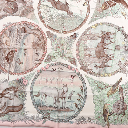 Hermès Carré 90 "Les Quatre Saisons" Silk handkerchief in Pink