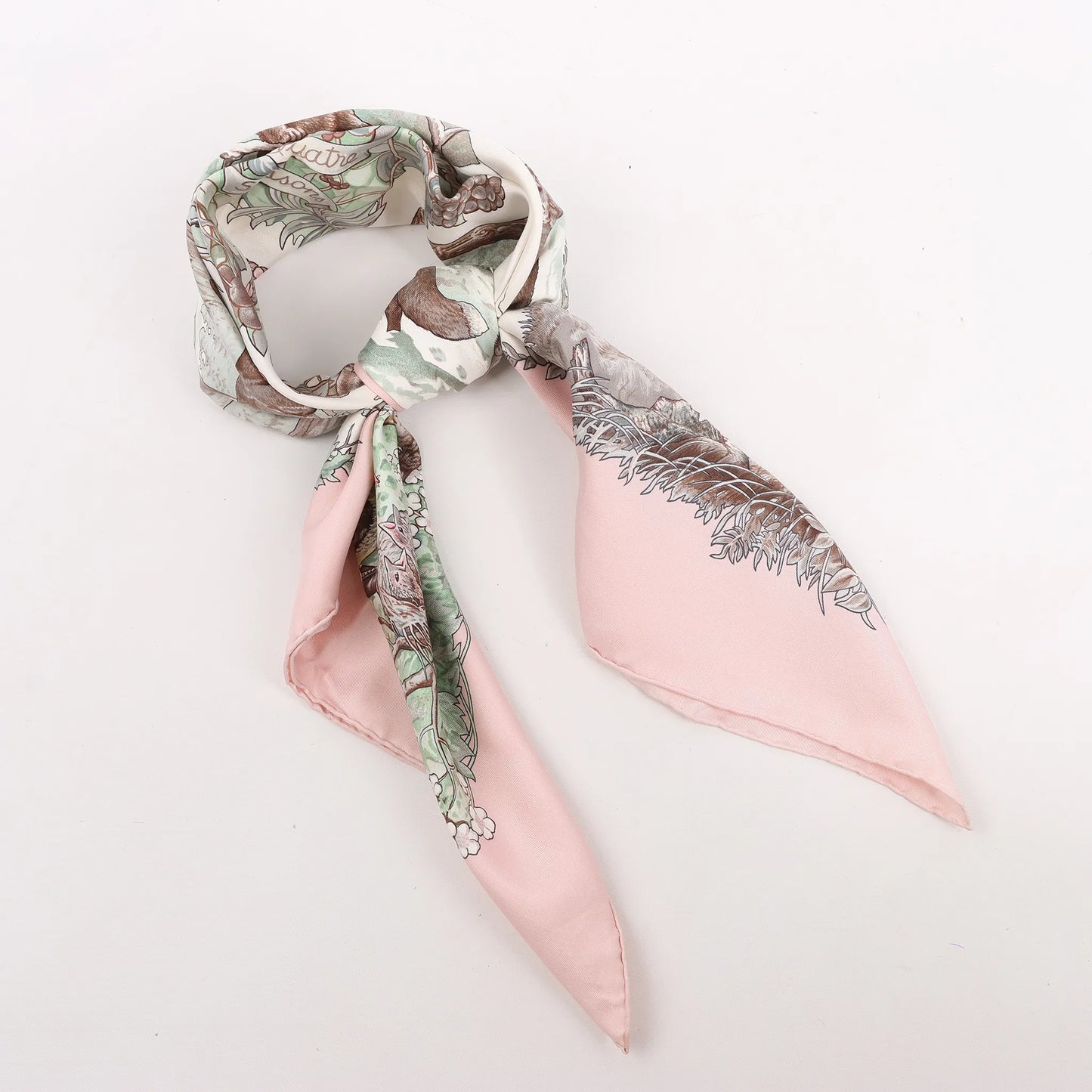 Hermès Carré 90 "Les Quatre Saisons" Silk handkerchief in Pink