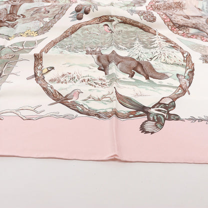 Hermès Carré 90 "Les Quatre Saisons" Silk handkerchief in Pink