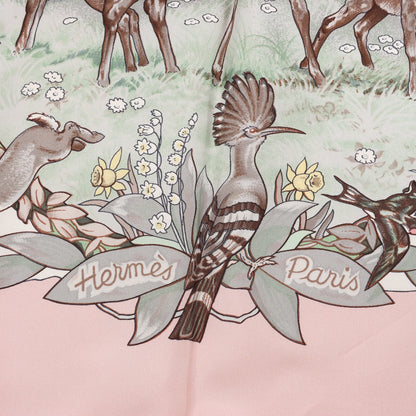 Hermès Carré 90 "Les Quatre Saisons" Silk handkerchief in Pink