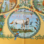 Hermès Carré 90 "Les Quatre Saisons" Silk handkerchief in Yellow