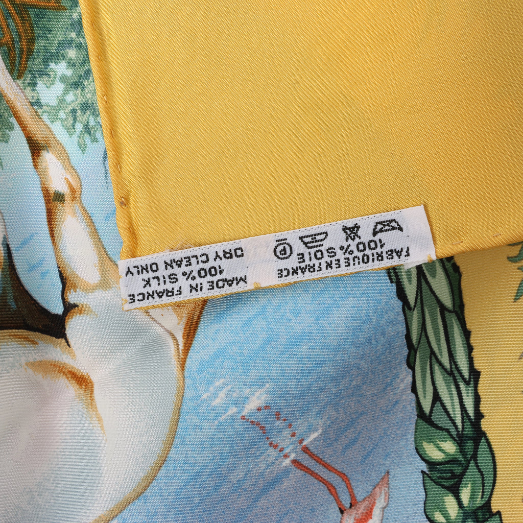 Hermès Carré 90 "Les Quatre Saisons" Silk handkerchief in Yellow