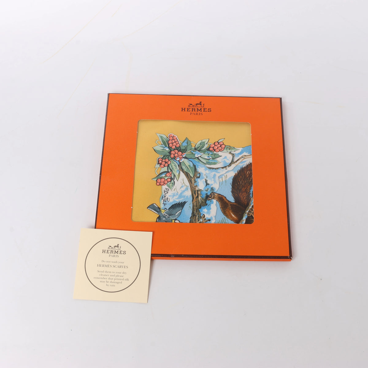 Hermès Carré 90 "Les Quatre Saisons" Silk handkerchief in Yellow