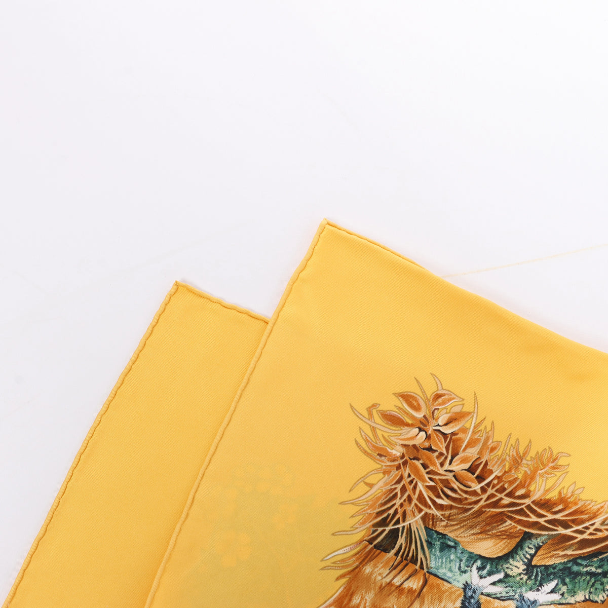 Hermès Carré 90 "Les Quatre Saisons" Silk handkerchief in Yellow