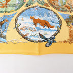 Hermès Carré 90 "Les Quatre Saisons" Silk handkerchief in Yellow