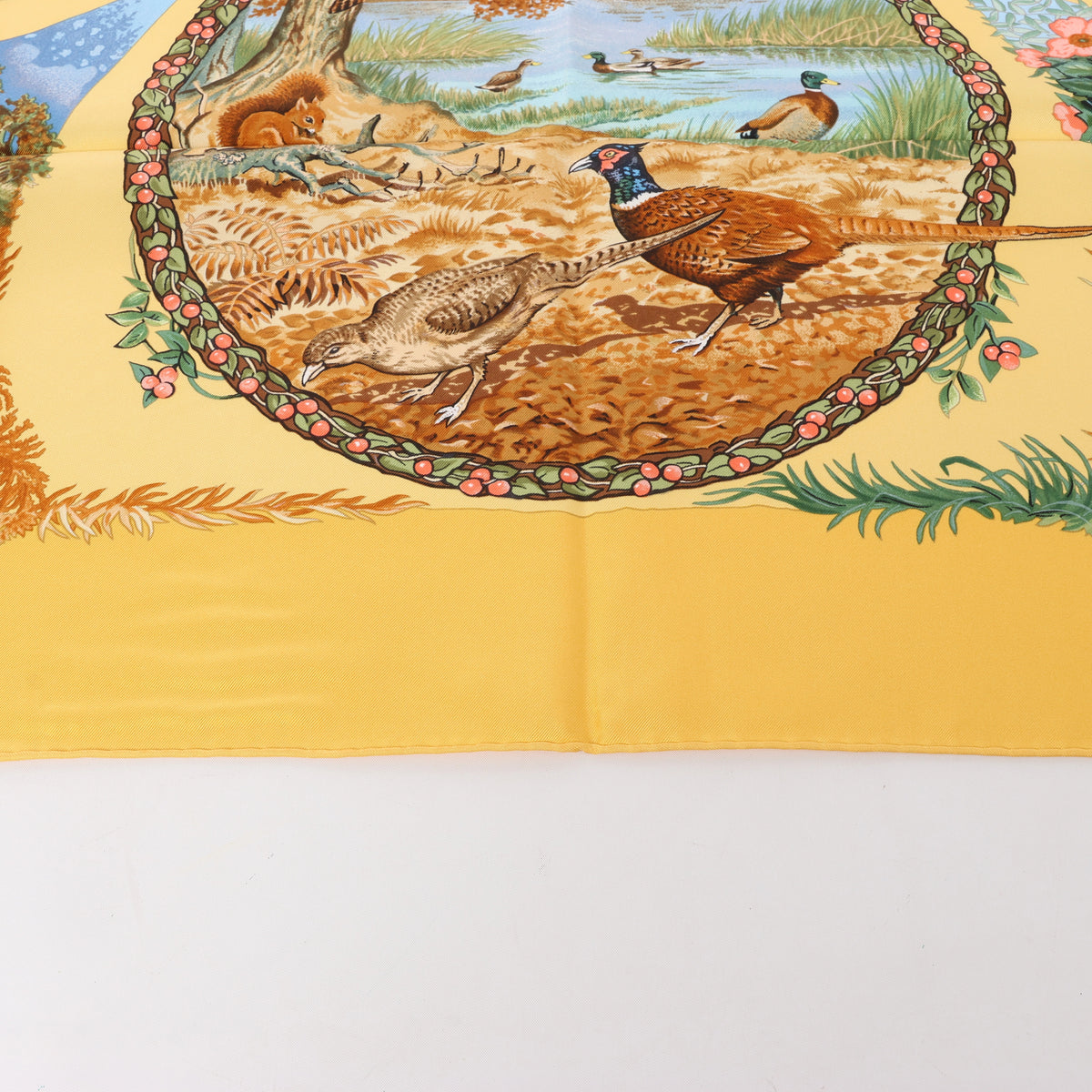 Hermès Carré 90 "Les Quatre Saisons" Silk handkerchief in Yellow