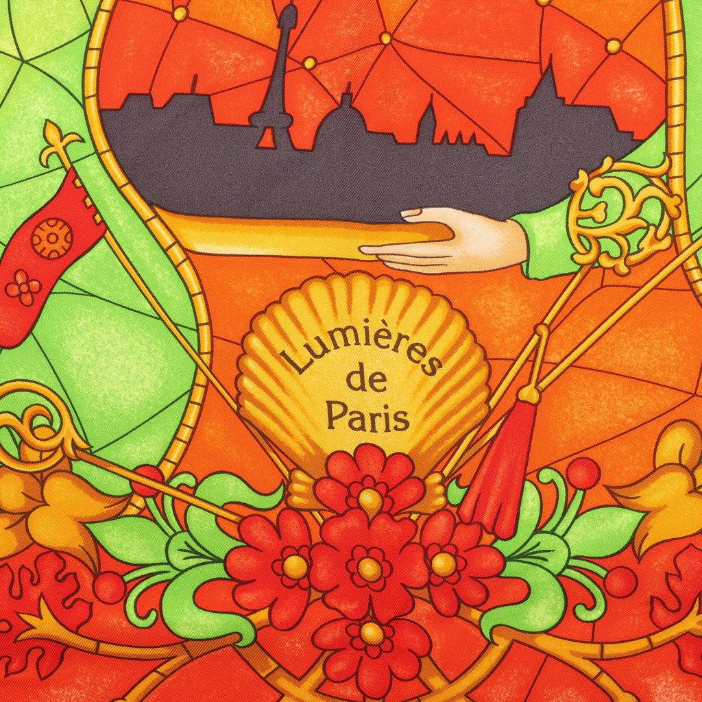 Hermès Carré 90 "Lumieres De Paris" Silk handkerchief in Orange