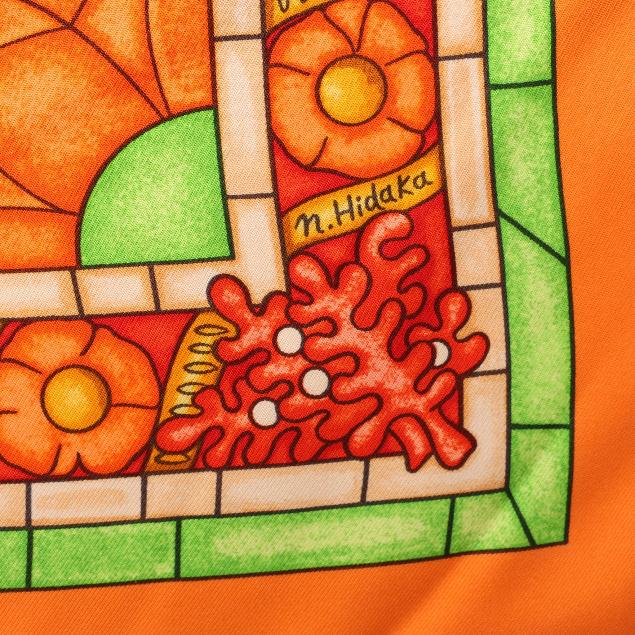Hermès Carré 90 "Lumieres De Paris" Silk handkerchief in Orange