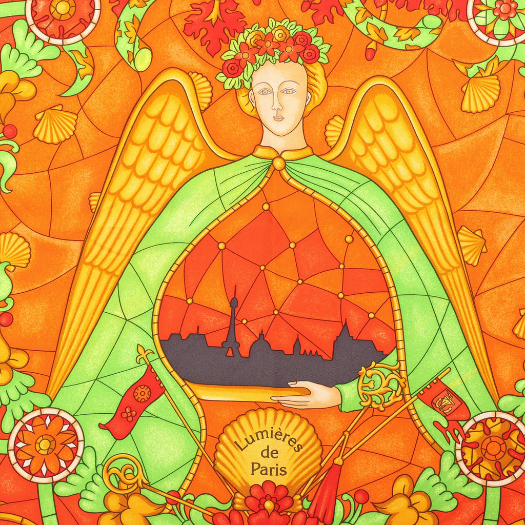 Hermès Carré 90 "Lumieres De Paris" Silk handkerchief in Orange