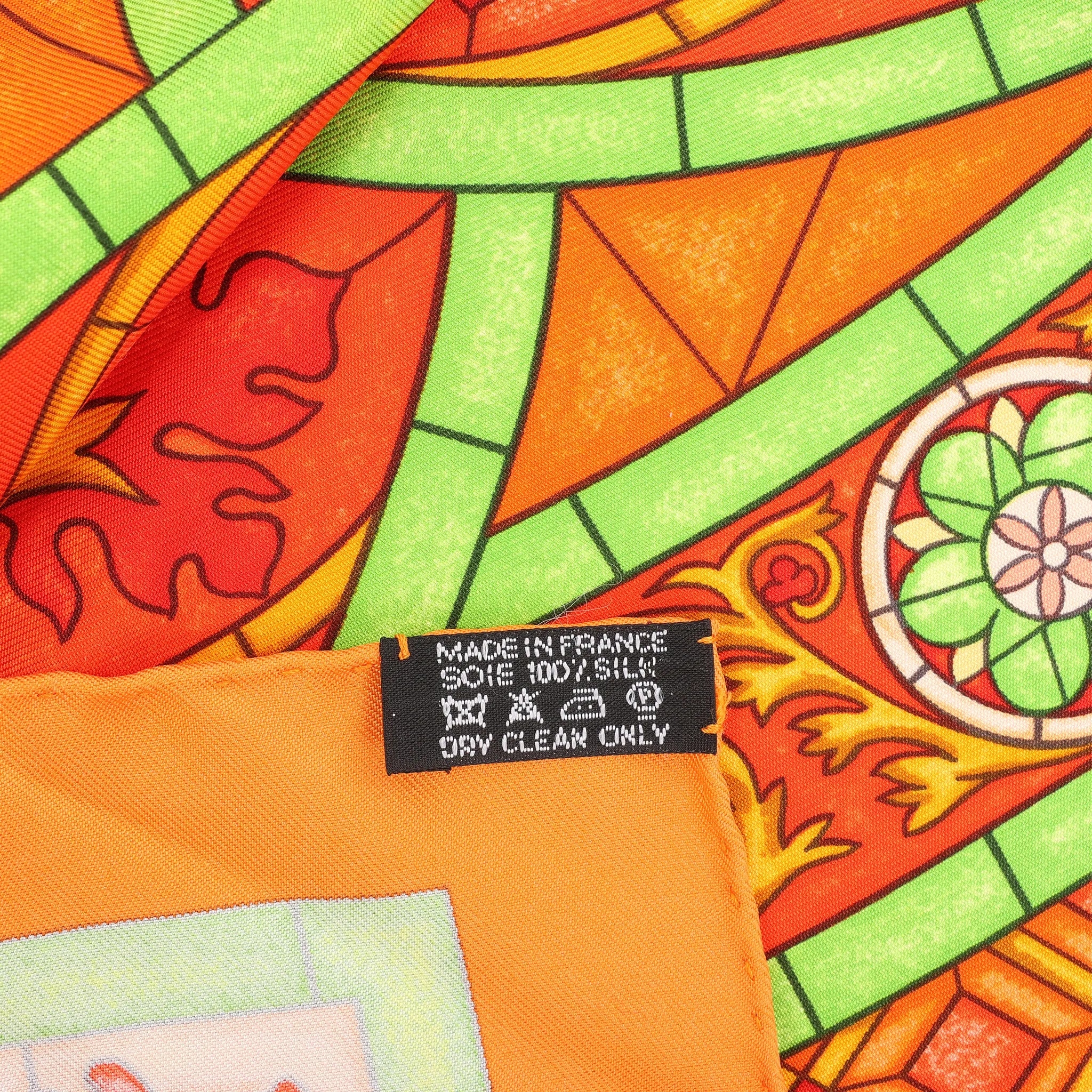 Hermès Carré 90 "Lumieres De Paris" Silk handkerchief in Orange