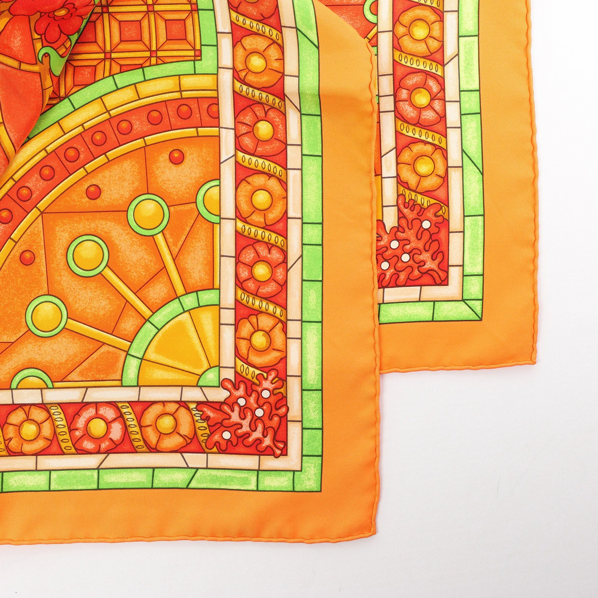 Hermès Carré 90 "Lumieres De Paris" Silk handkerchief in Orange