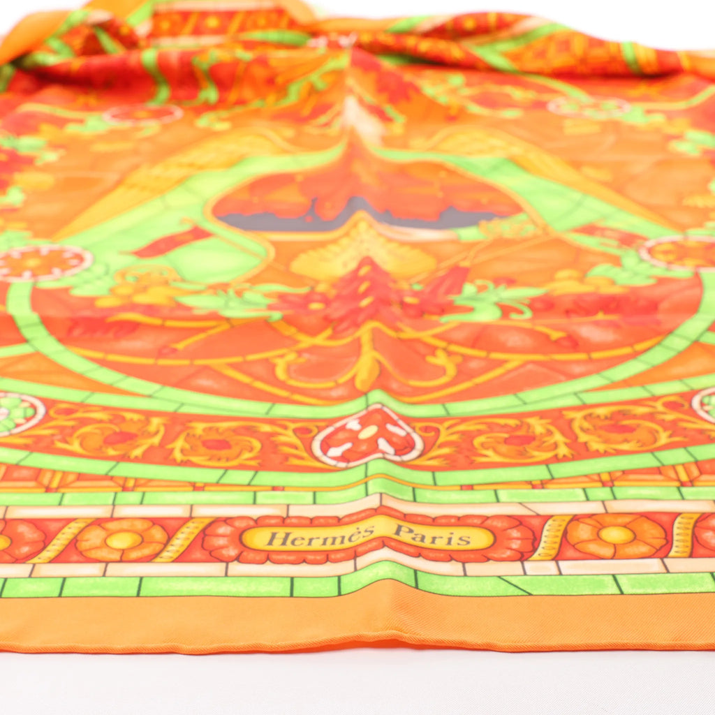 Hermès Carré 90 "Lumieres De Paris" Silk handkerchief in Orange