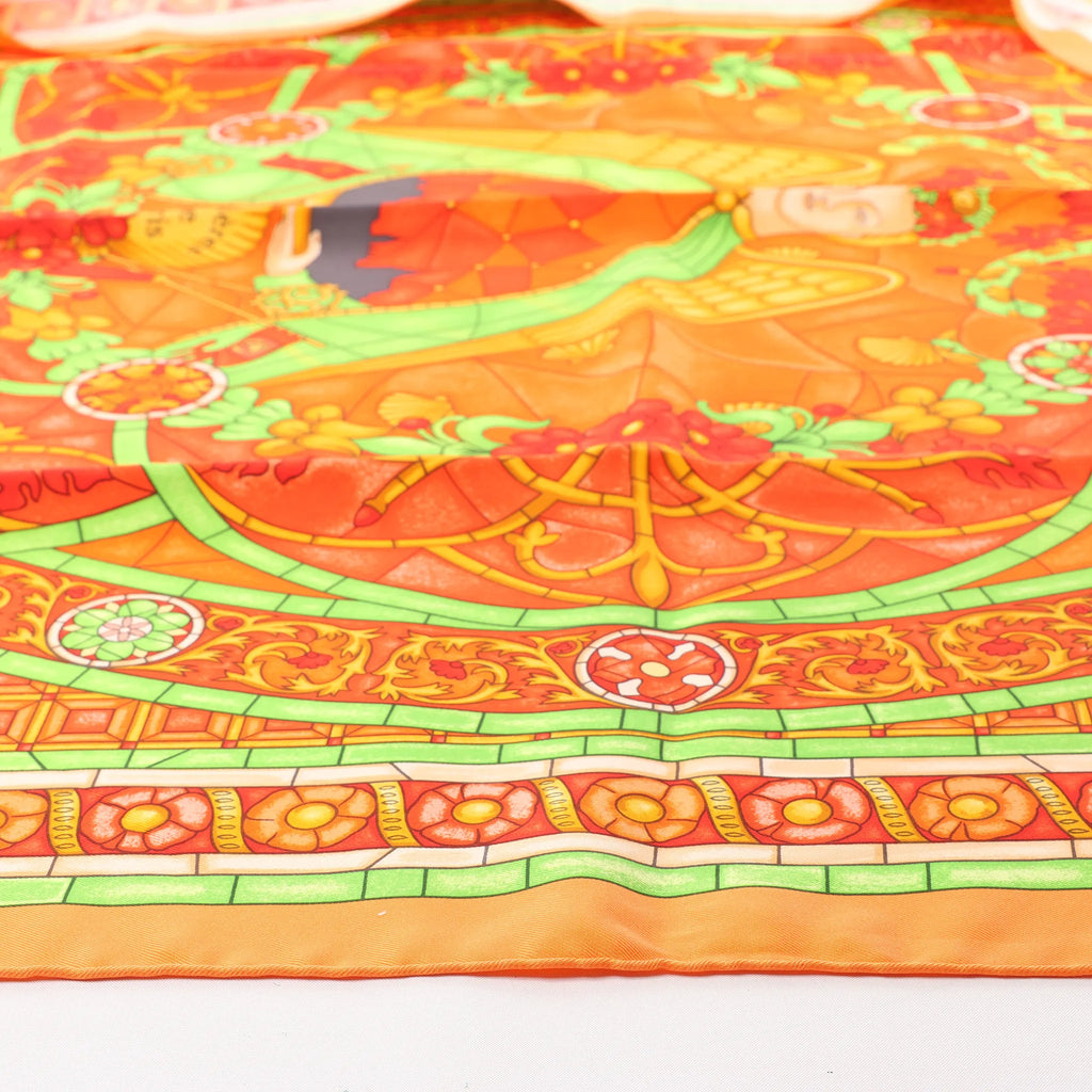 Hermès Carré 90 "Lumieres De Paris" Silk handkerchief in Orange