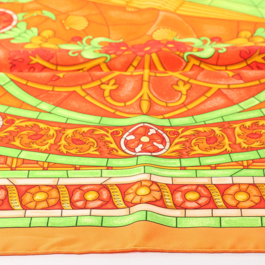 Hermès Carré 90 "Lumieres De Paris" Silk handkerchief in Orange